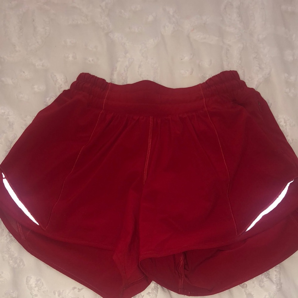 red lululemon shorts